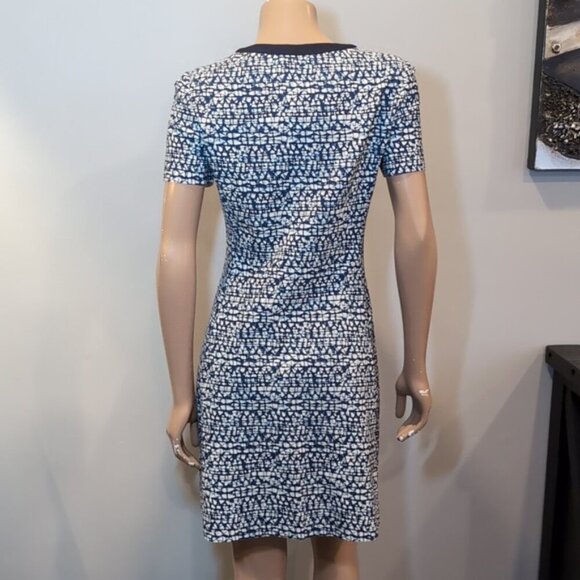 Tory Burch Vienna Dress Womens Size Small Blue Zippered Short Sleeve Fit & Flare - Picture 10 of 14